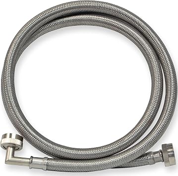 Eastman Washing Machine Connector, 3/4 Inch FHT Connection, 90 Degree Elbow, 5 Foot Braided Stainless Steel Washing Machine Hoses, 48375
