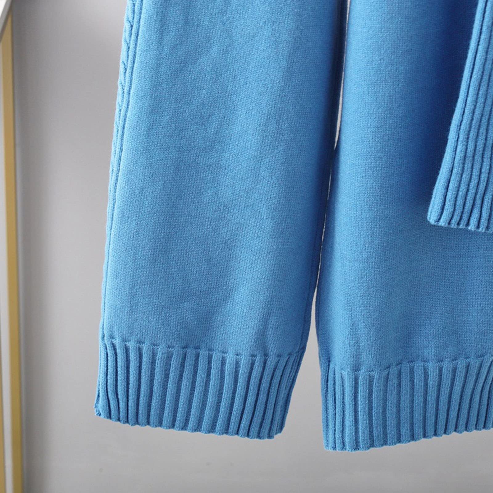 Jogginganzug Damen Hosenanzug Dunkelblau Damen lose beiläufige Hose mit weitem Bein gestrickt Stehkragen Pullover Zweiteiliger Anzug Outfit