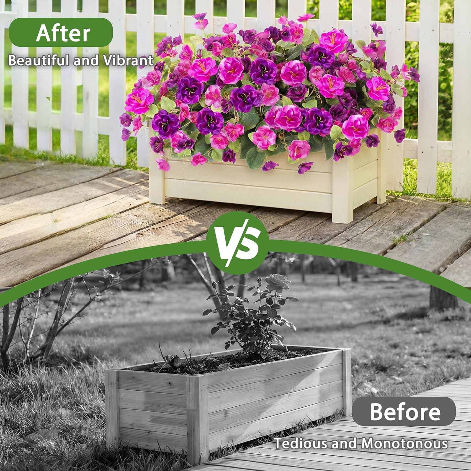 Artificial Flowers for Outdoors, 6 Bundles Silk Fake Hibiscus Flowers for Spring Summer Decoration, UV Resistant Fake Plants Plastic Bouquet for Home Planter Porch Patio Yard Decor(Light Purple Red)