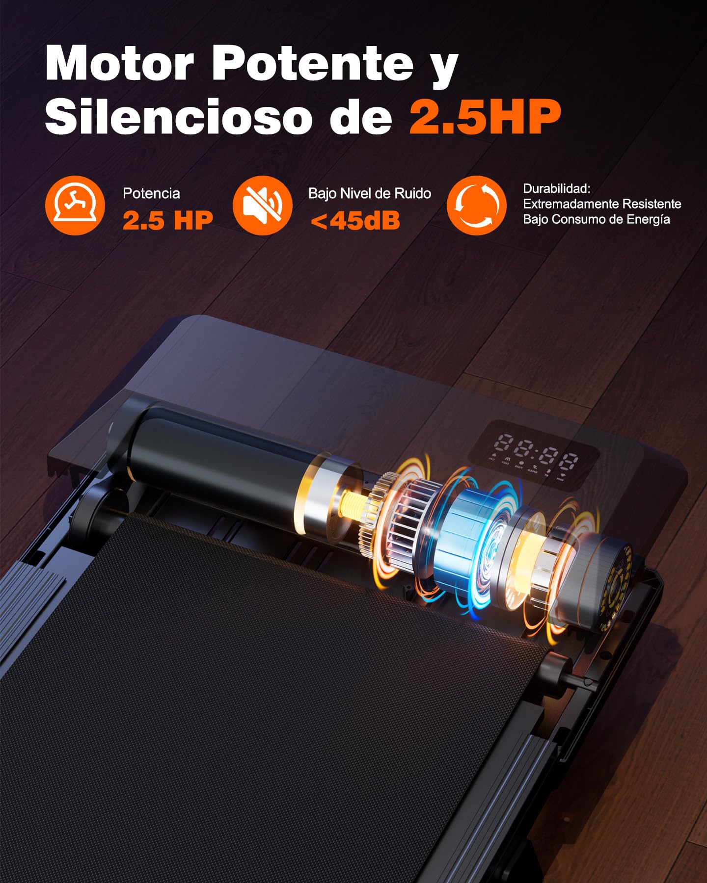 Superun 3,0 HP Cinta de Correr Plegable para el Hogar de Alta Tecnología, 136KG Treadmill, 2-en-1 Cinta de Andar Que Ahorra Espacio con Control App, Cursos de Entrenamiento y Carreras Multi-Curso