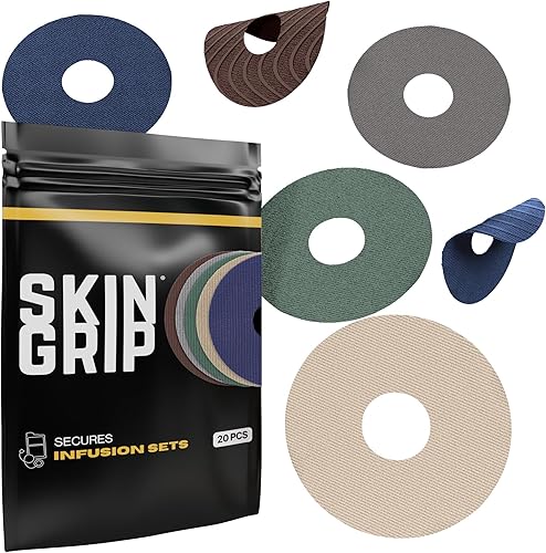 Skin Grip Parches adhesivos universales para bombas CGM y de insulina paquete de 20 agujero de 08 pulgadas impermeable y resistente al sudor durante