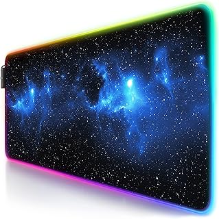 TITANWOLF - RGB Gaming Mouse Mat - 800x300mm - XXL Extended Large LED Mouse Pad - 7 Multi Colour and 4 Effect Modes – Non Slip Rubber Base - Mice Mat for MacBook Roccat Razer PC – Stars