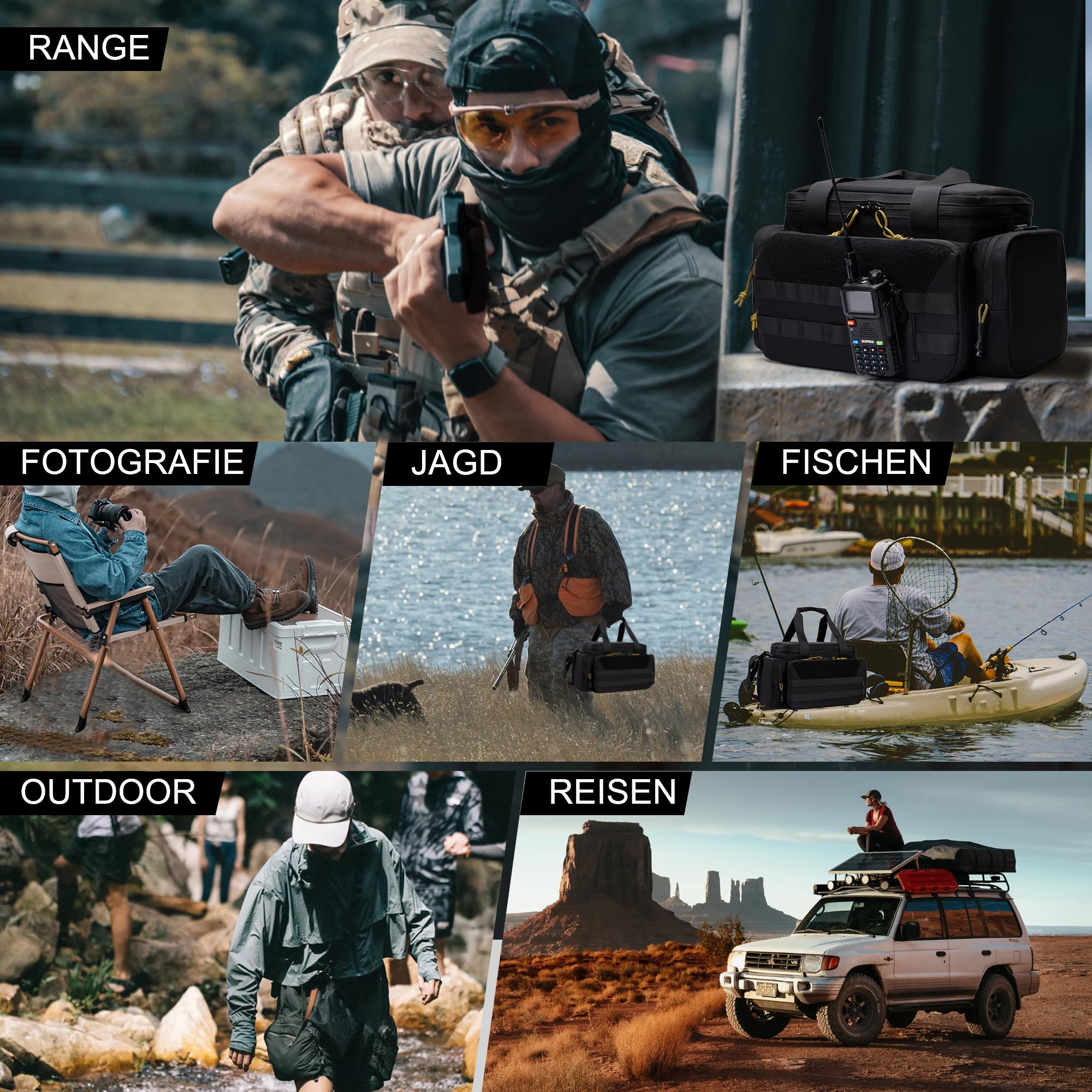 Range Bag Torba na strzelnicę, torba policyjna, torba na broń taktyczną na polowanie, strzelnicę, wędkarstwo, turystykę, outdoor