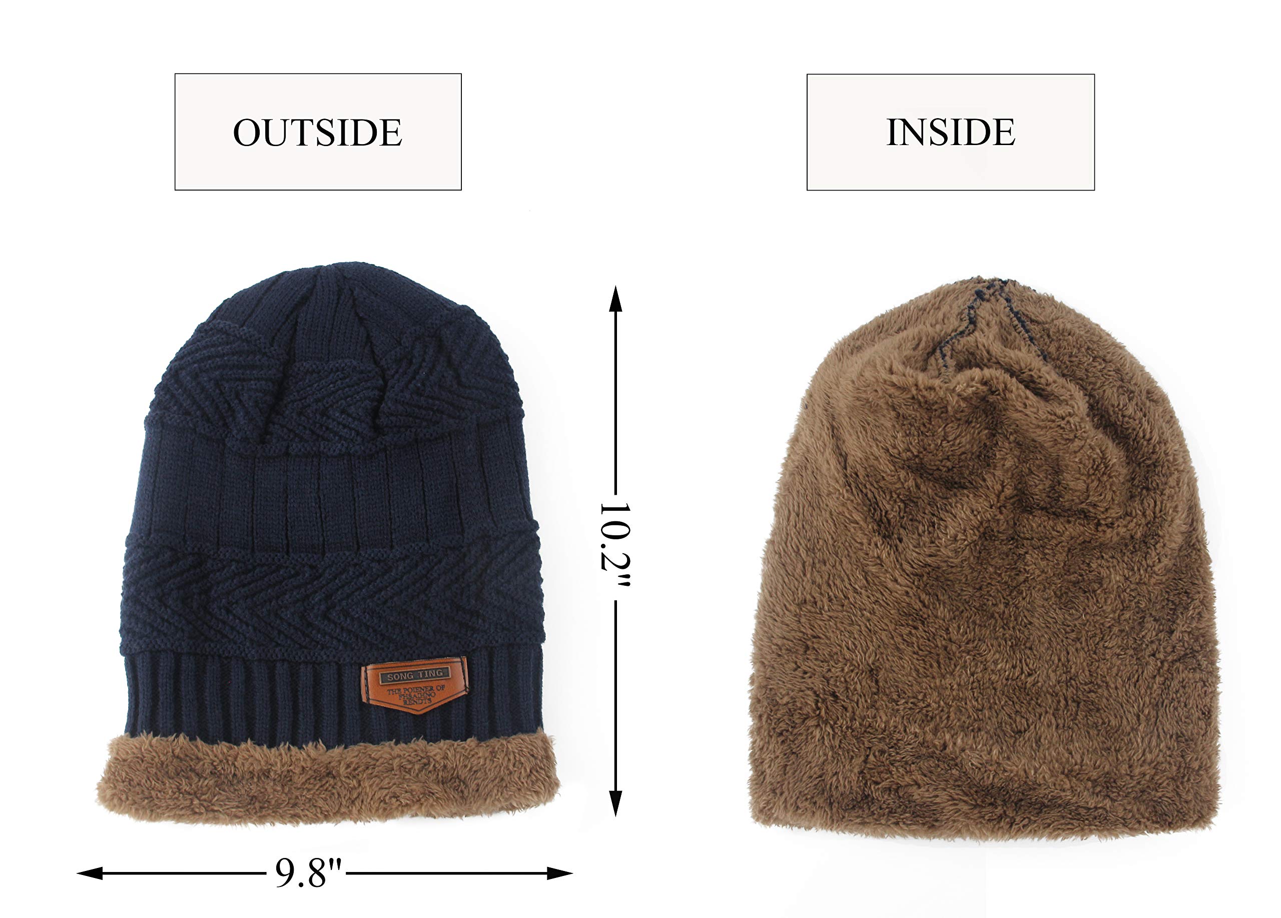Muryobao Thick Warm Winter Beanie Hat Slouchy Skully Knit Hats Soft Stretch Ribbed Cap for Women Snow Ski Navy Blue 1
