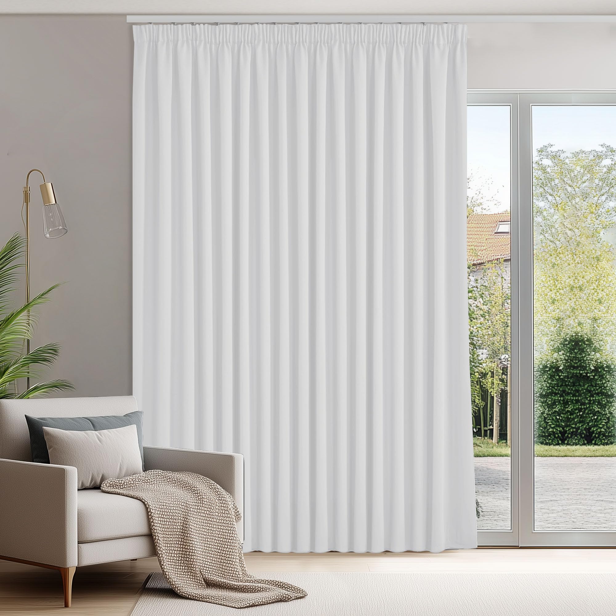 Deconovo Gardinen mit Kräuselband Blickdicht Vorhänge Gardinen Wohnzimmer Vorhang Verdunkelung Kälteschutz Raumteiler Vorhang Thermogardine, 245x280 cm(HöhexBreite), Silber Grau, 1 Stück