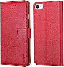 Peakally iPhone 2022 SE/SE 2020/6/6s/7/8 Case, Leather Book Case for iPhone 6/6S/7/8/SE 2020/SE 2022 Flip Case [Mobile Stand] [Card Slots] PU Case Soft-Red