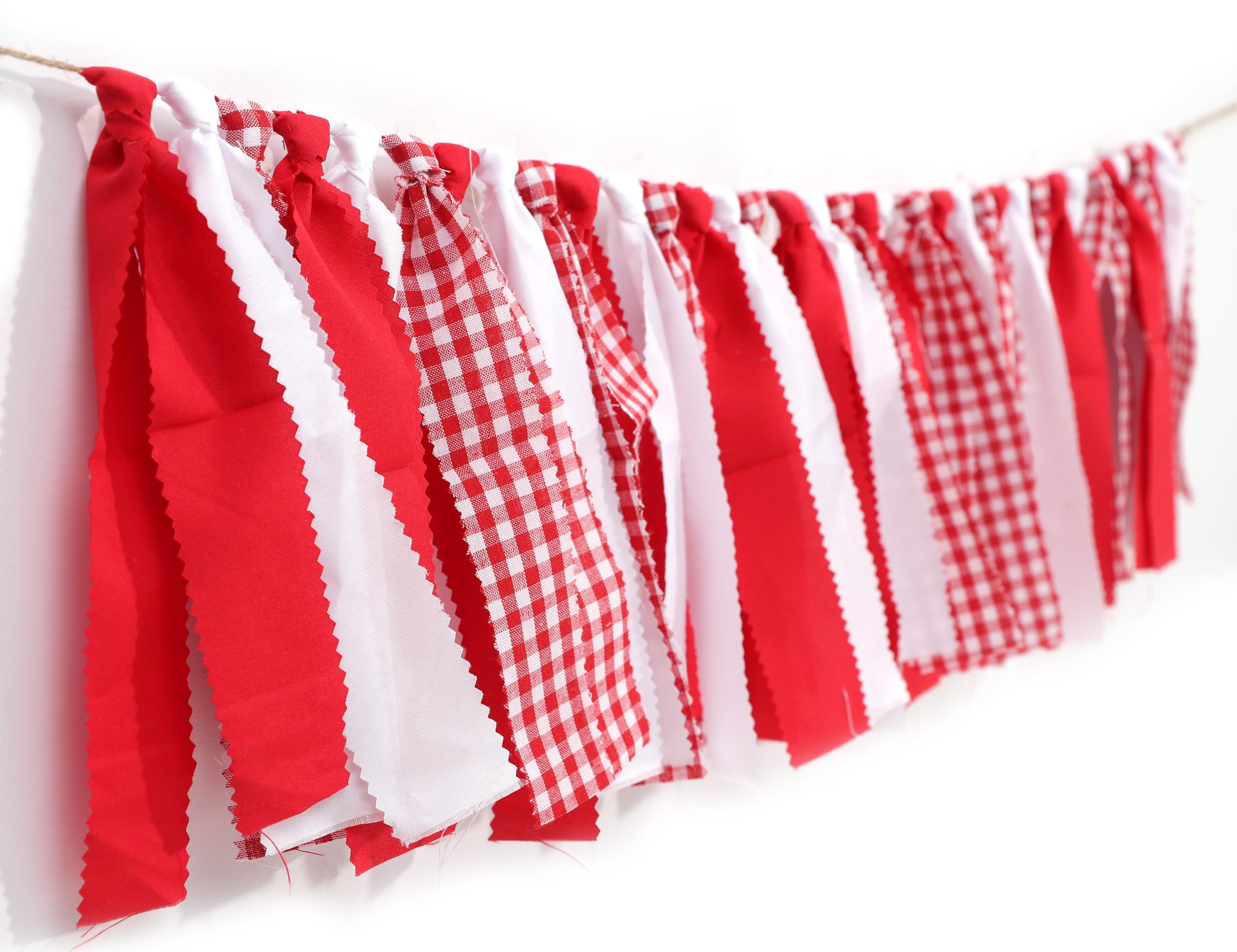 Photo 1 of Red And White Gingham Banner/Garland - Red Gingham Banner For Baby Shower,First Birthday High Chair Bunting For Boy,Wall Hanging, Nursery Decor (red)
