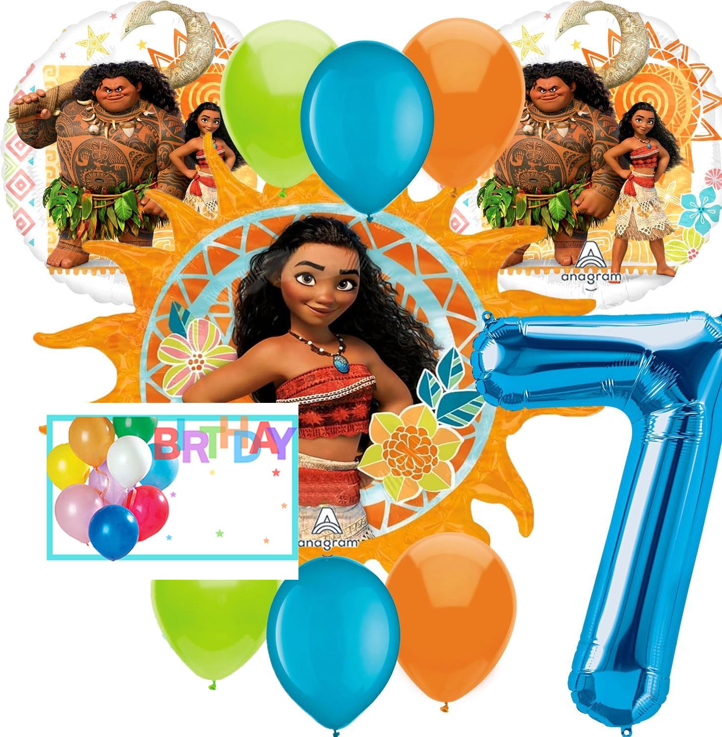 Amscan International 3395302 Anagram Balloons Licensed Intended for Disney Moana 7th Birthday Party Supplies Balloon Bouquet Decorations, Multicolored