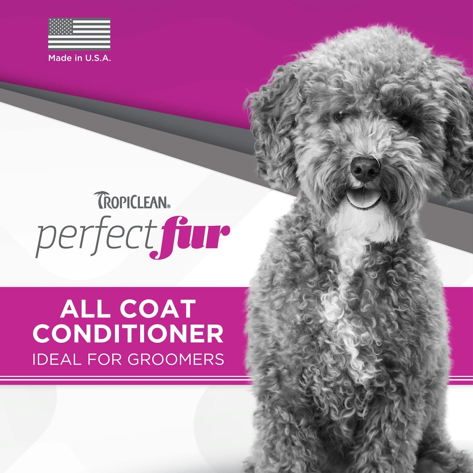 TropiClean PerfectFur Dog Conditioner for All Coats| 10:1 Concentrated Groomer Gallon| Made in The USA| 1 Gallon