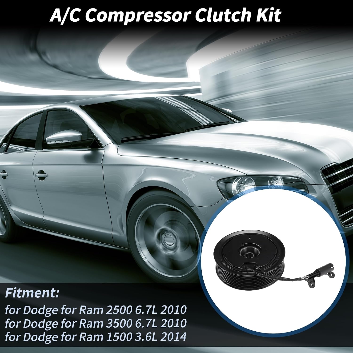 Air Conditioner AC Compressor Clutch Kit for Dodge for Ram 2500 6.7L 2010 for Dodge for Ram 3500 6.7L 2010 10S17C Compressor 8 Groove 12v 1 Set