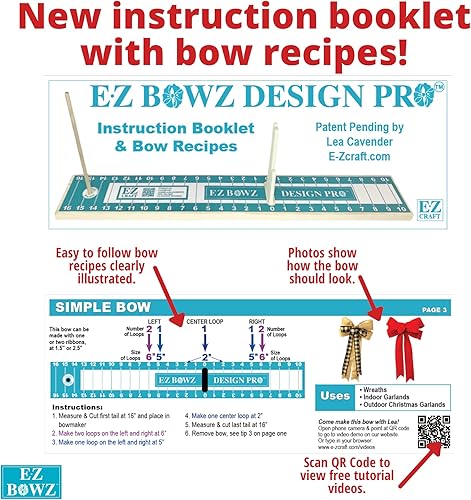 Miniatura 4 de E-Z Bowz Design Pro Bow Maker - Máquina de lazo grande para regalo, ideal para decoración de Navidad, coronas y lazos para el pelo
