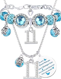 11th Birthday Gifts for Girls, 11th Birthday Charm Bracelet, 11th Birthday Necklace, 11th Birthday Party Supplies, 11th Birthday Decorations for Girl, 11 Years Old Birthday Jewelry for Girls