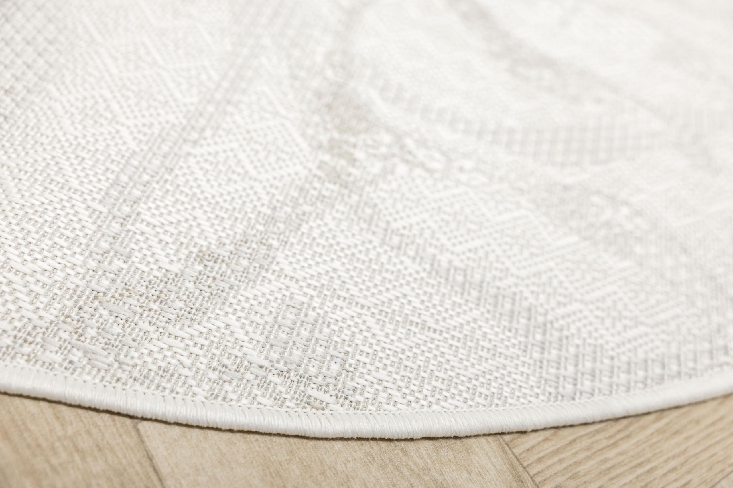 Haga, Runden, Sisal, Blumen, 140 cm, modernes Muster Outdoor Teppich, Balkon Carpet,Tepich für Terrasse, Teppiche aussenbereich wetterfest