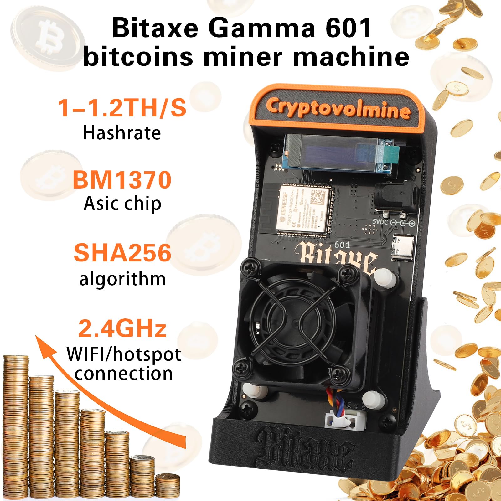 Bitaxe Gamma 601 Bm1370 Asic Chip 1.2th/s Miner Bitaxe Gamma 601 Bitcoin  Miner - 1.2TH/s BM1370 Chip Solo Miner With WiFi & PSU 1.2TH/s Bitcoin Miner