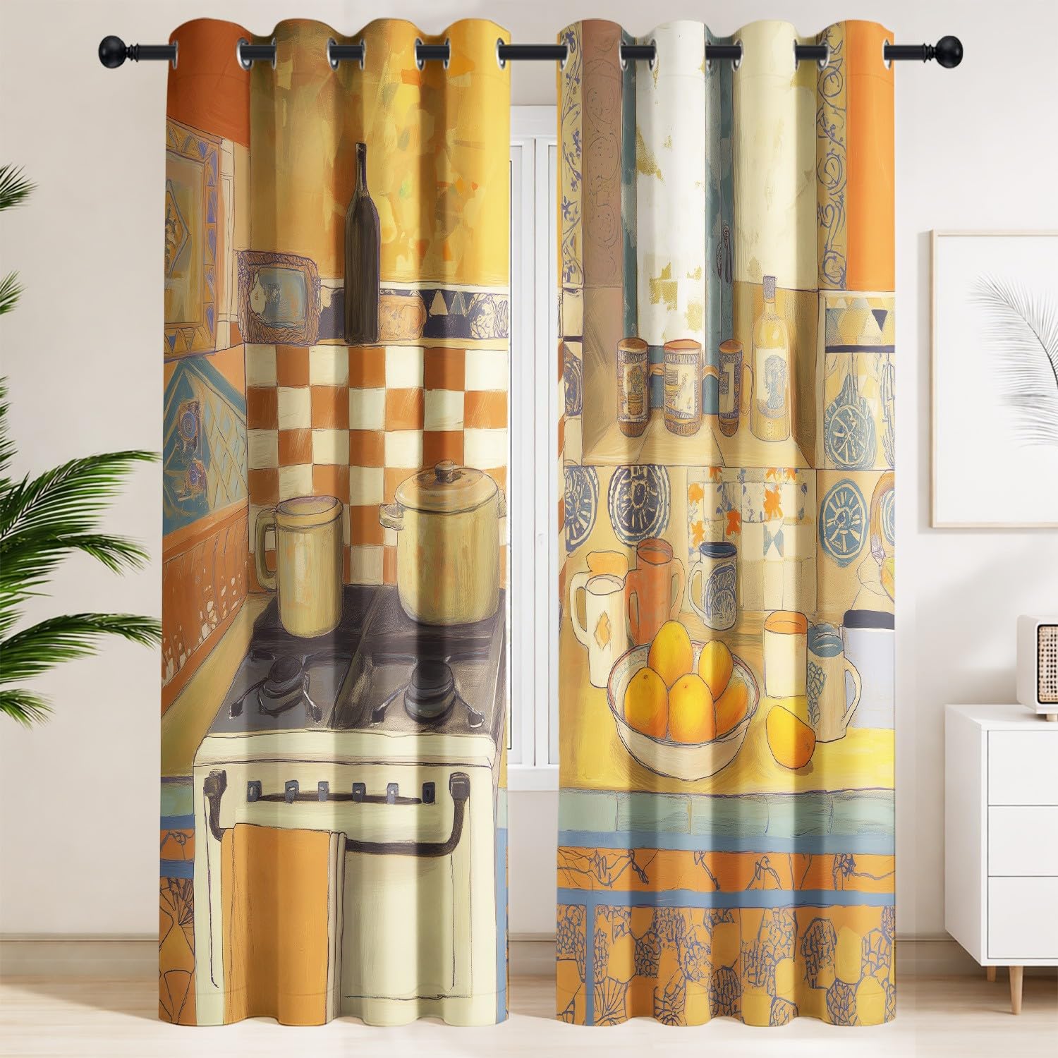 Rideaux occultants thermique 2 panneaux motif carreaux rideau occultant enfant chambre cuisine