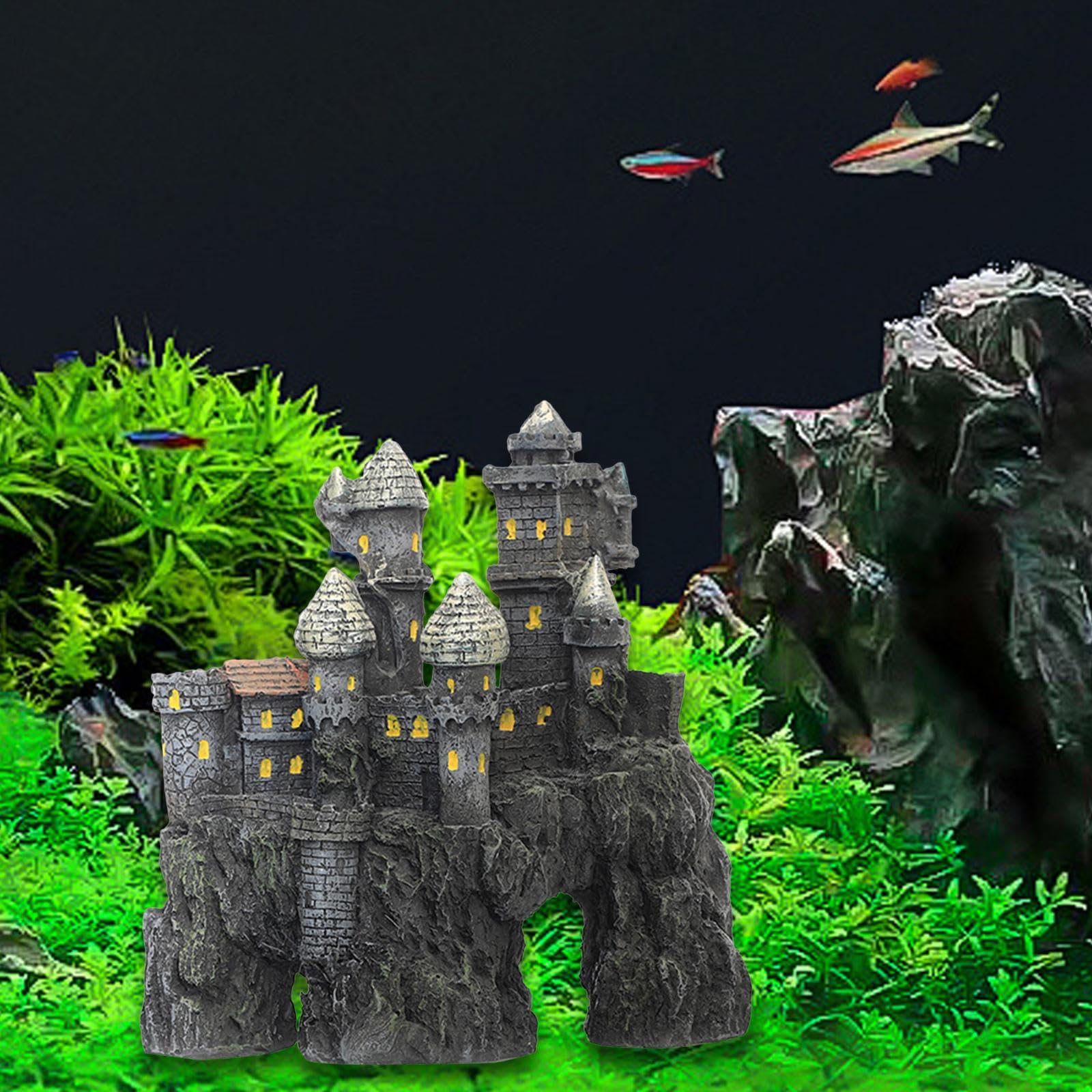HQHYGM dell'acquario, Decorazione Serbatoio in Resina Nascondi Ornamento del Castello Accessori per Acquario nascondiglio