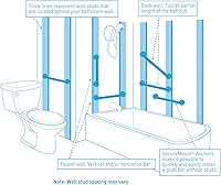 Vista 3 de Moen barras de agarre de ducha de seguridad para baño de 16 y 24 pulgadas con diseño moderno, níquel cepillado