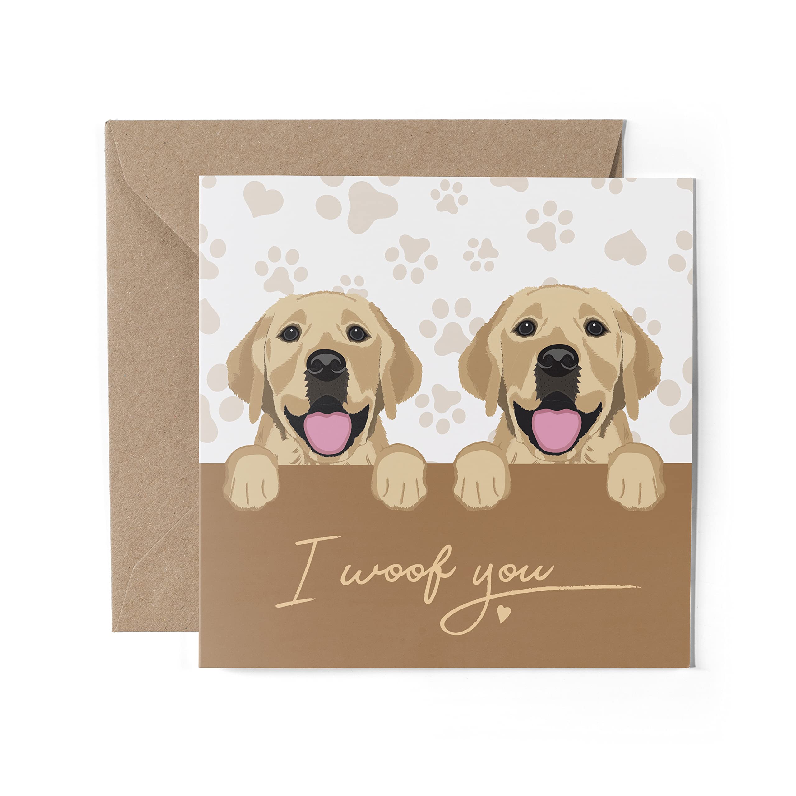 1 X Carte De Vœux - Labrador I Woof You Dog Pet Animal