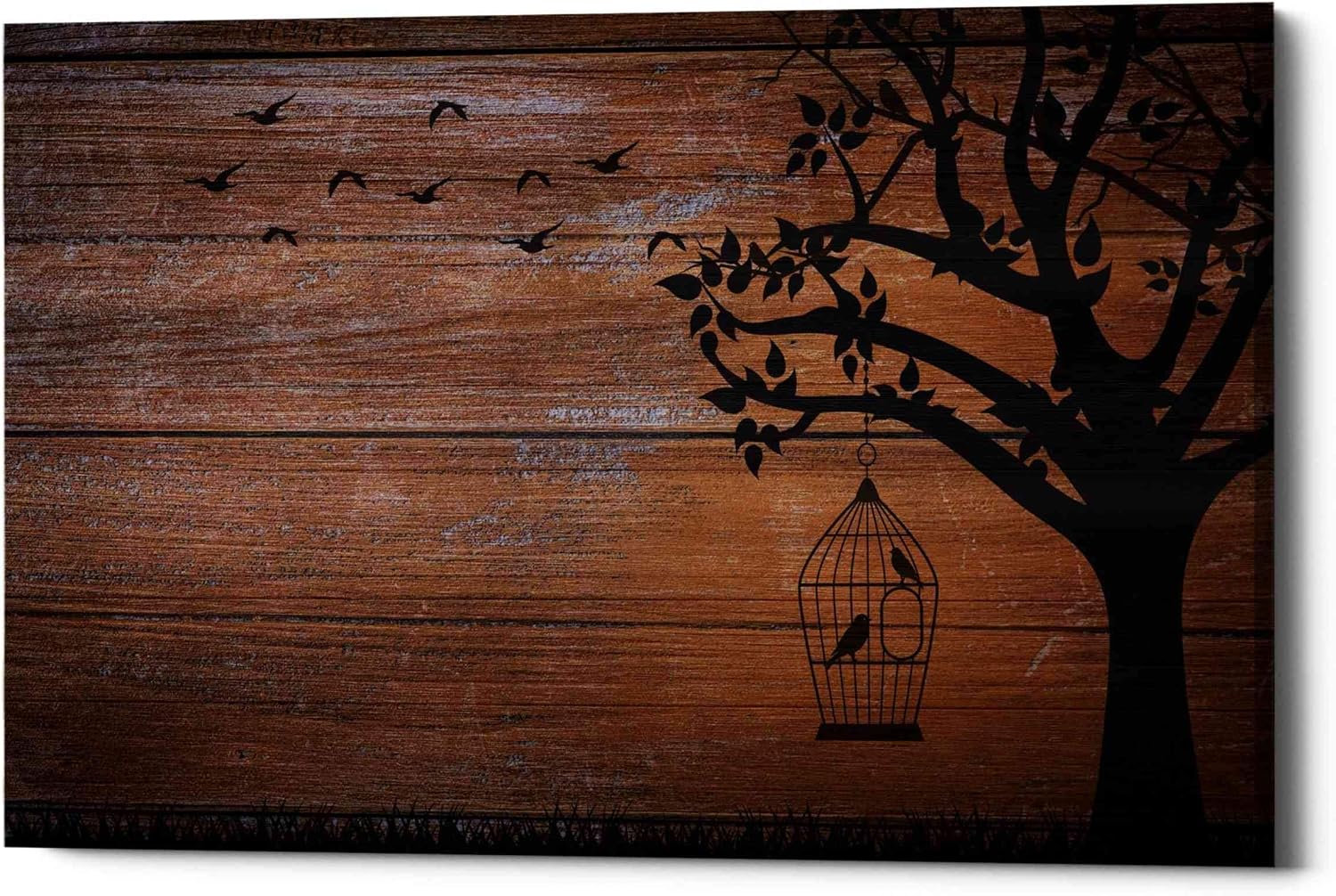 Epic Graffiti 'Wood Series: Birds and Tree Silhouettes' Canvas Wall Art, 12" x 18"
