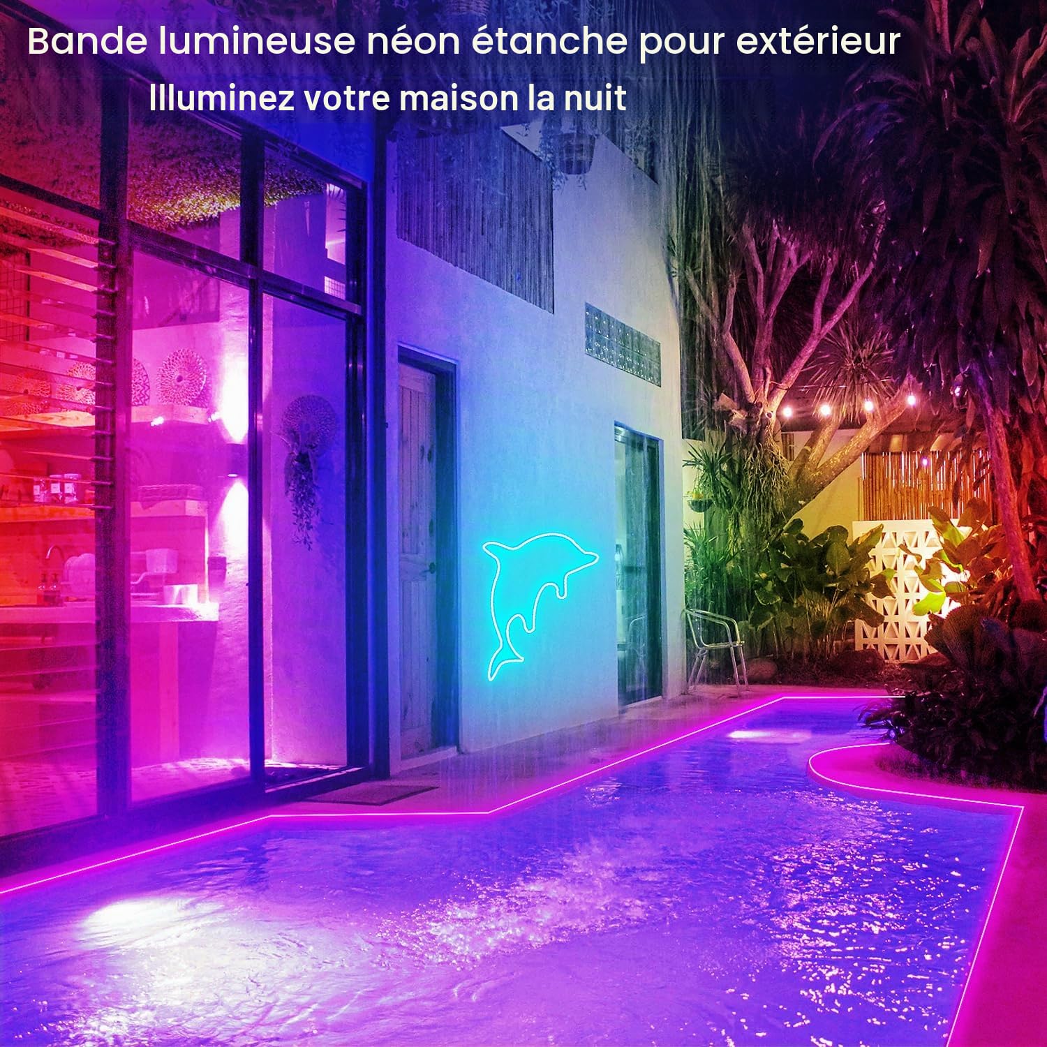Segrass Bande LED Néon de 10 m avec commande APP, télécommande, bande RGB flexible étanche IP65, bande de 24 V pour la décoration de la chambre, de la pièce et de l'extérieur