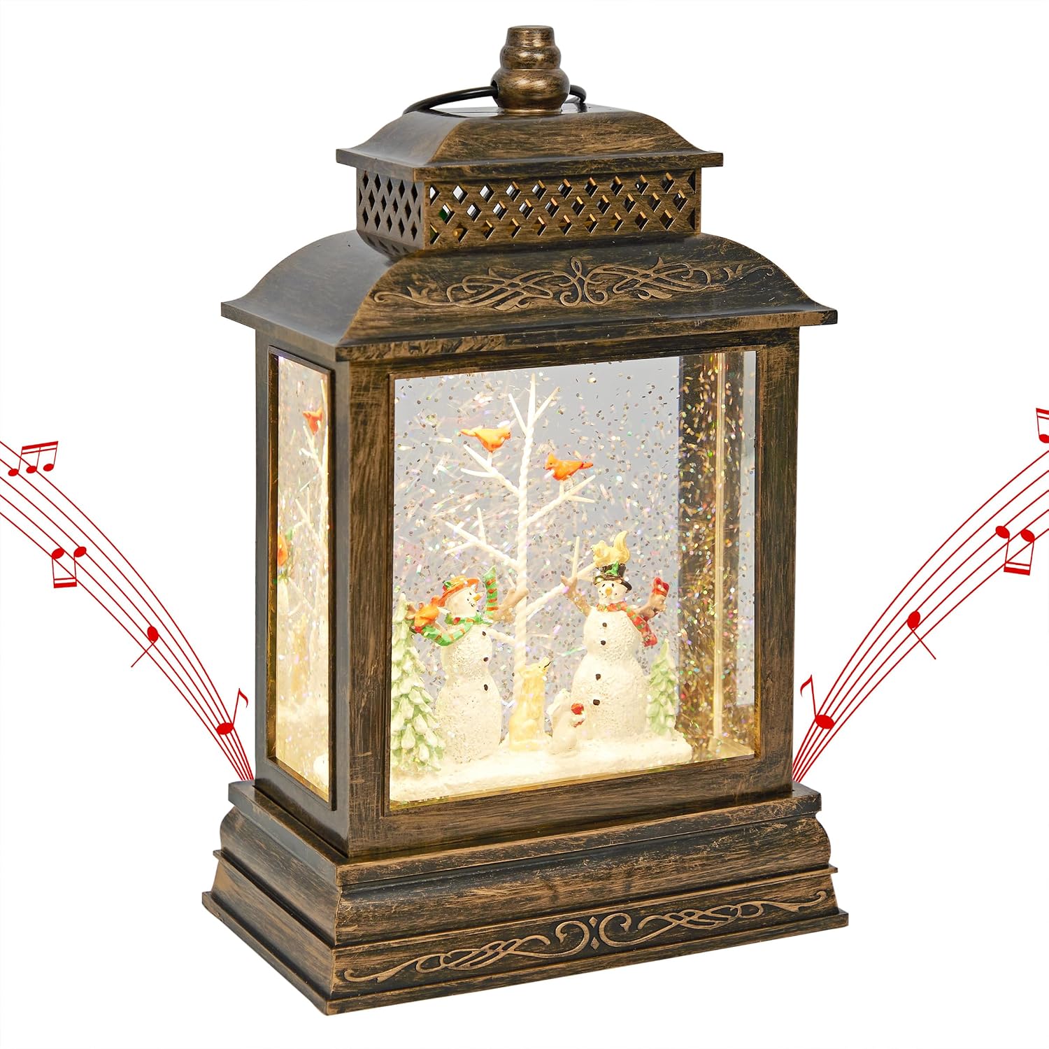 Alpine Corporation Snowmen with Cardinals Snowglobe with LED and Music