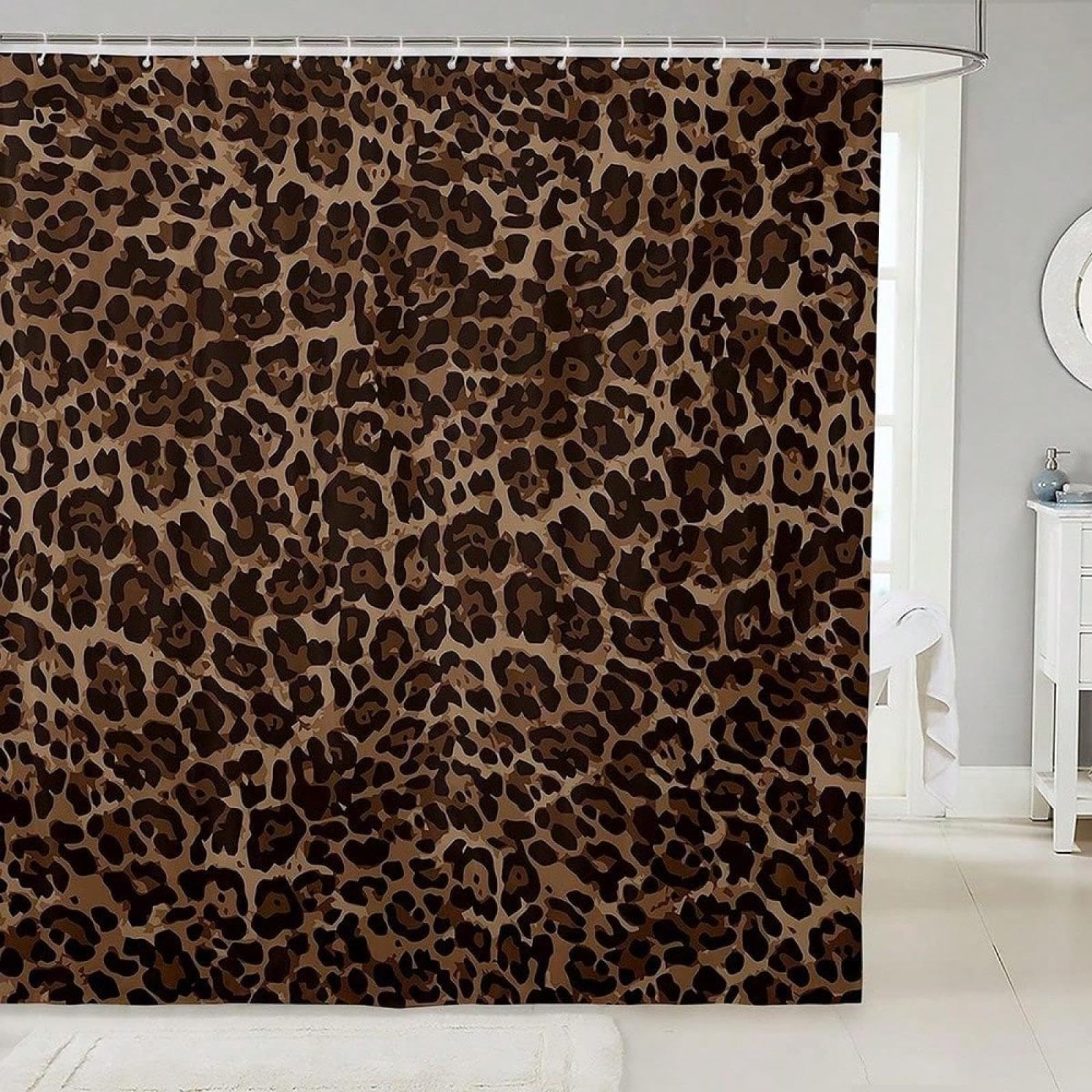 AXUWUH Rideau de Douche Moderne à imprimé léopard Abstrait, Motif géométrique guépard pour Salle de Bain, Tissu Polyester 240x200cm(94,49x78,74 Pouces)