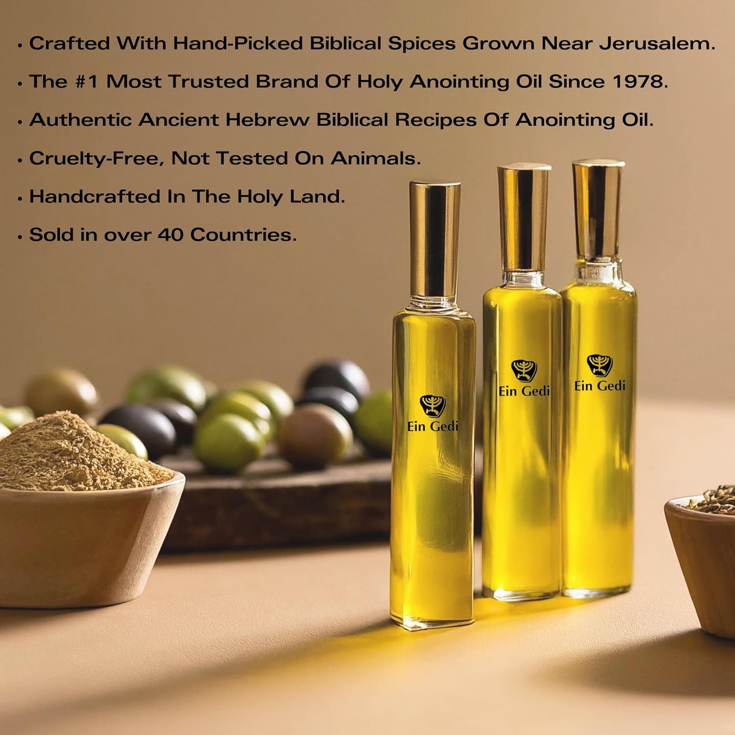EIN GEDI Cedar of Lebanon Anointing Oil, Made in Holy Land (250ml - 8.5 Oz) Traditional Blend Anointing Oil for Prayers and Blessings. (250, Cedar of Lebanon)