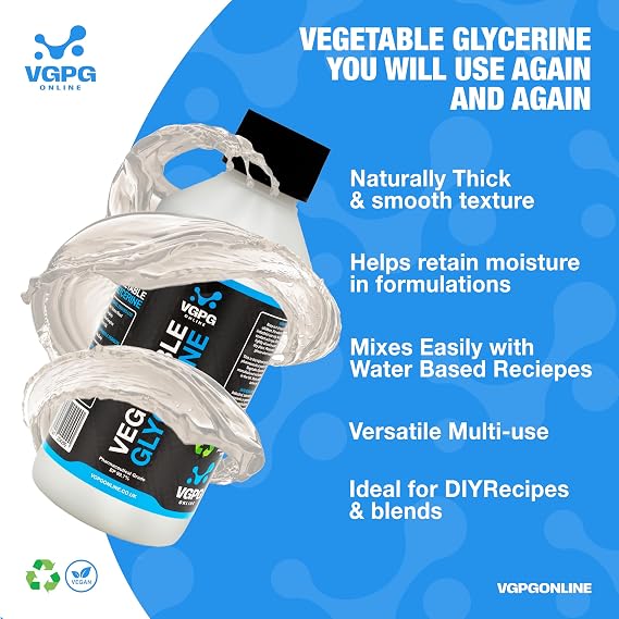 Vegetable Glycerin USP Cosmetic & Industrial Grade | 500ml | Pure VG Liquid for Skin Hair Soap DIY | Humectant Moisturiser for Cosmetics Craft Food Uses