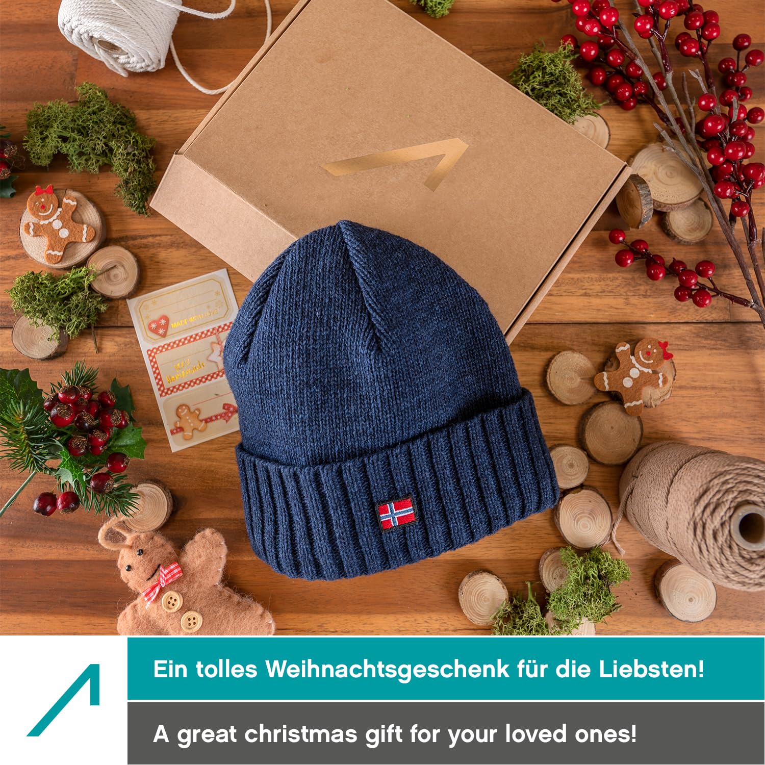 ACE Norway Czapka zimowa - dziana czapka z wełny owczej dla dorosłych - czapka wełniana dla kobiet i mężczyzn
