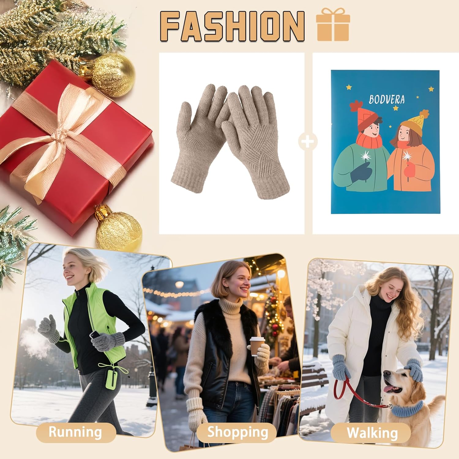 Winter Gloves for Women Touch Screen Thermal Soft Lining Elastic Knit Warm Gloves for Cold Weather - Image 7