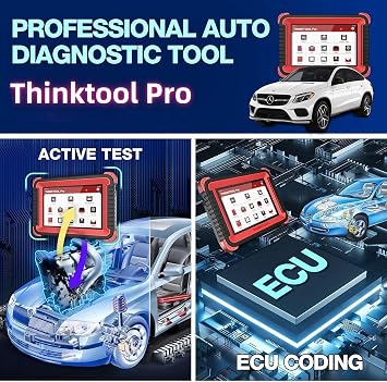 Thinktool Pro Bidirectional Scanner, Thinkcar All Systems Bluetooth OBD2 Diagnostic Scan Tool, Car Code Reader 34+ Resets, ECU Remap, TPMS Relearn, 8 Inches Screen 2 Years Update