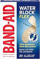 BAND-AID Water Block Flex 100% Waterproof Flexible Adhesive Bandages for Cuts, Scrapes & Wounds, Sterile, 20 Ct
