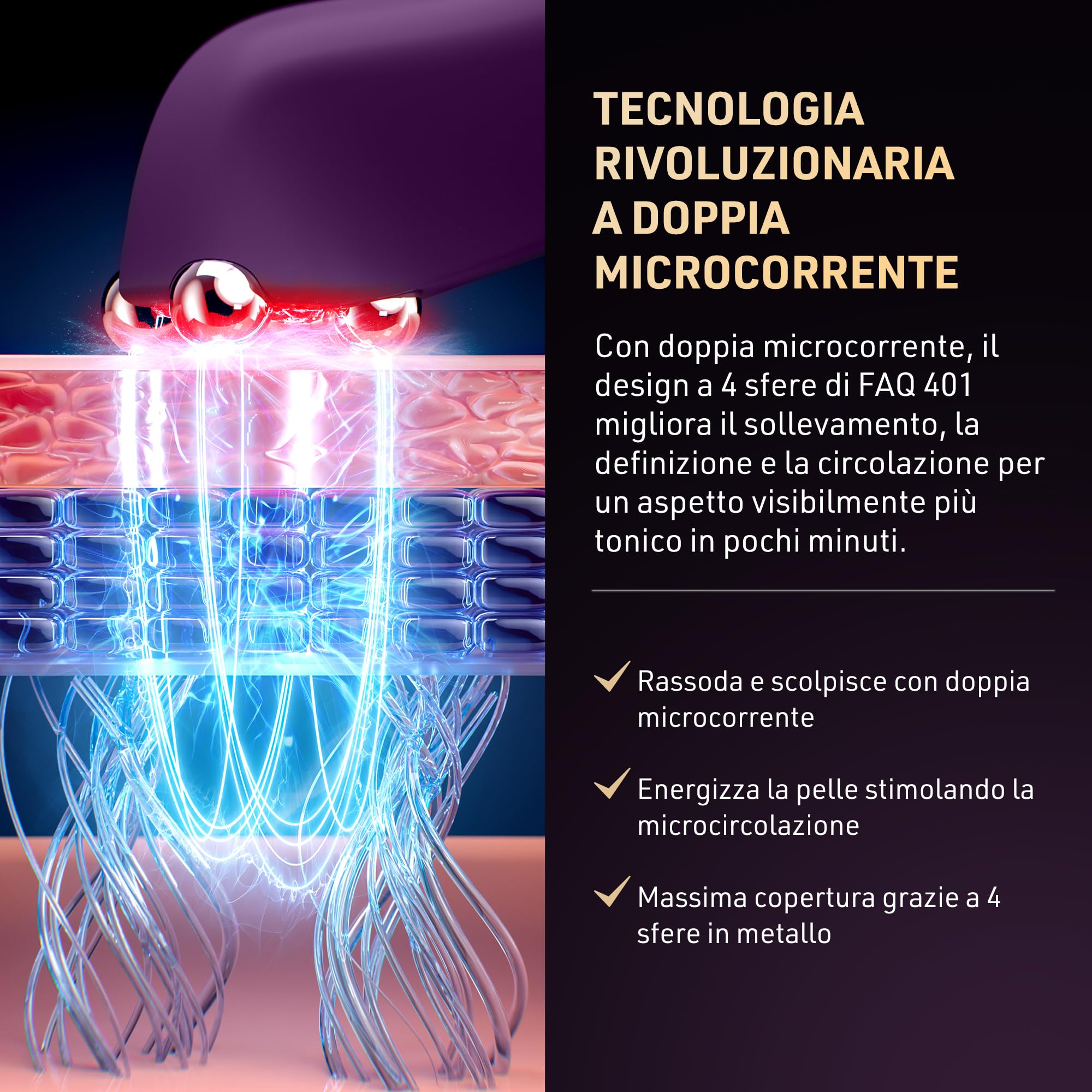 FAQ 401 Dispositivo Lifting Viso A Microcorrente - LED Blu E Rosso | Dispositivo A Microcorrente, Massaggiatore Viso, Lifting, LED Rosso E Blu, Drenaggio Linfatico, Tonificazione, Con IA
