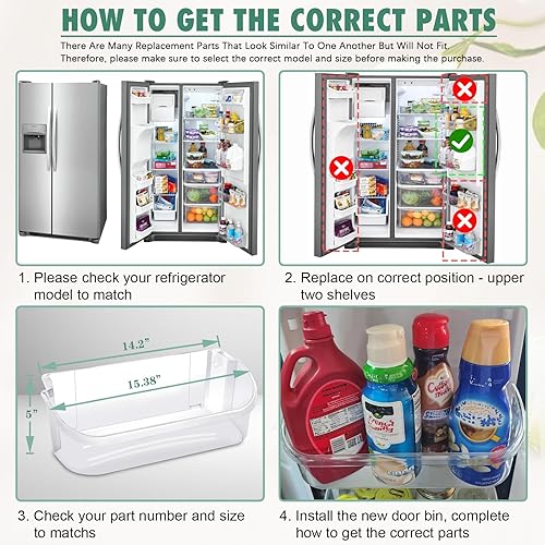 Miniatura 6 de 240356402 Contenedor para puerta de refrigerador, repuesto para estante de puerta Frigidaire 240356402 compatible con Frigidaire Kenmore, repuesto
