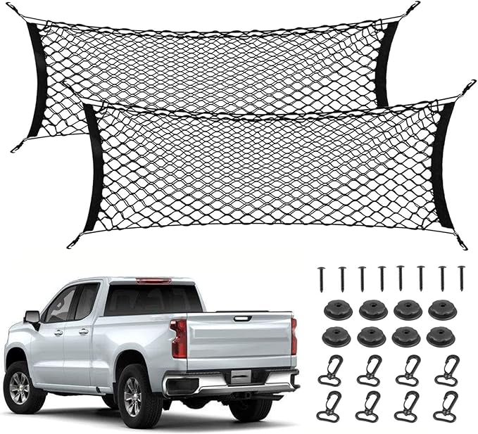 2pcs Truck Bed Cargo Net for Pickup, 52'' 66'' Heavy Duty Envelope