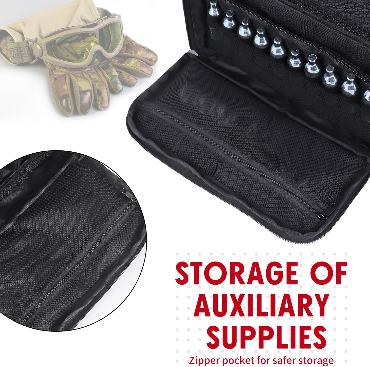 CO2 Cartridges Storage Case Compatible with Crosman, Umarexss, Leland, Portable Travel Air Gun Case CO2 Cartridges Bag for 4.5mm Coated BBs Storage, Bag Only