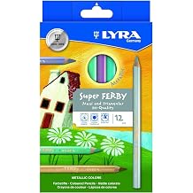 Lyra Super Ferby Triangular Metallic Colored Pencils - Set of 12 Metallic Pencils with A 6.25mm Core - Highly Pigmented Colored Pencils for Artists of All Ages - Durable Pencils for Coloring and More