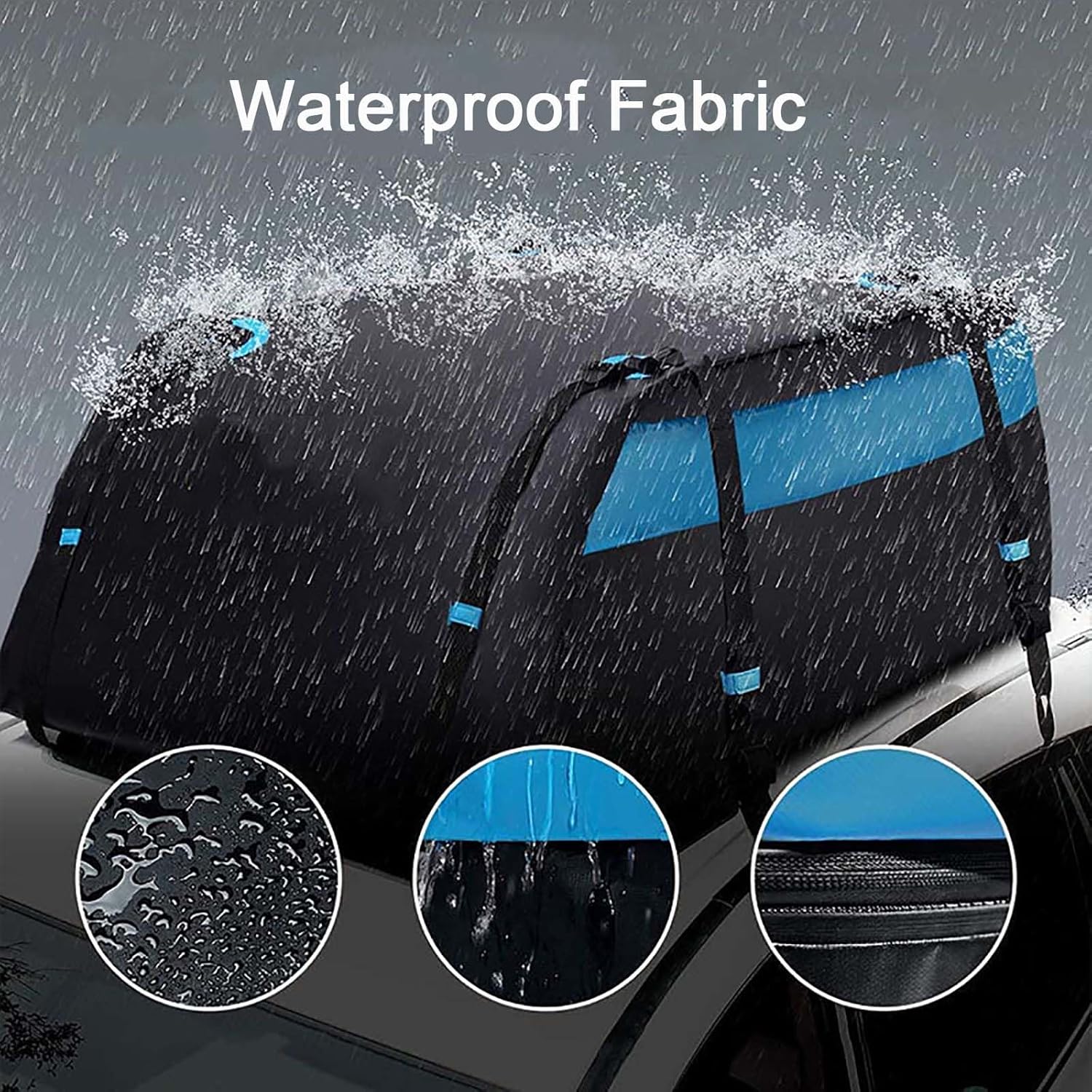 Rooftop Cargo Carrier Bag,Soft-Shell Waterproof Car Roof Luggage Bag,with Anti-Slip Mat,Storage Bag,8 Reinforced Straps,4 Door Hooks,Suitable for All Vehicle with/Without Racks