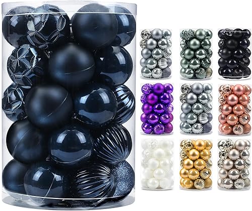 Miniatura 28 de AMS 2.36''/60mm 34ct Christmas Ball Large Ornaments Party Decorations Shatterproof Festival Pendant Hangings for Xmas Tree Decor (60mm, Purple)