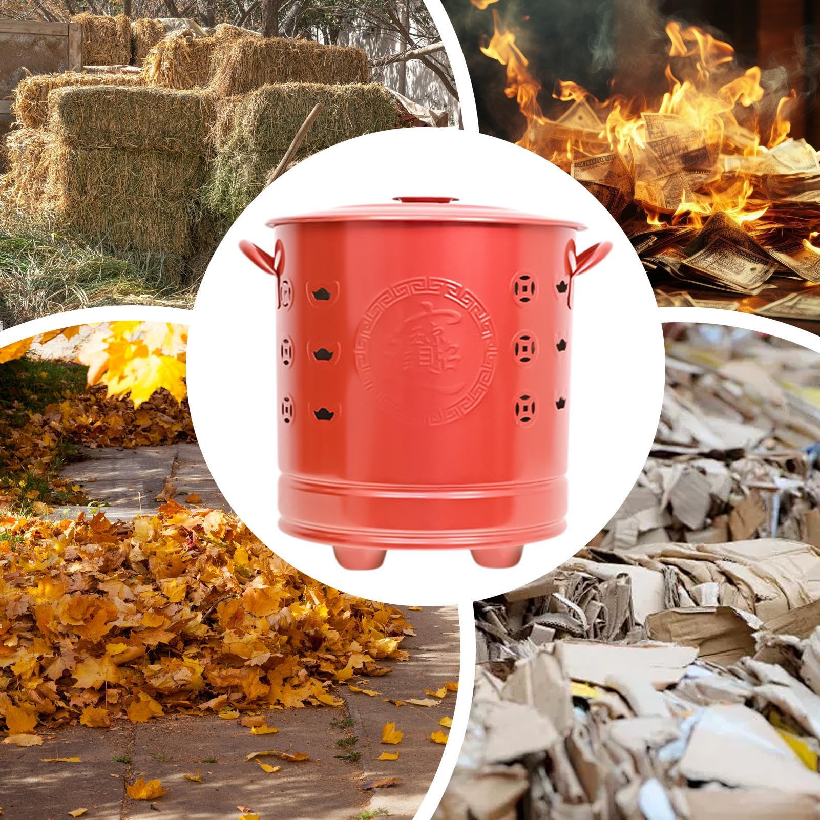 Gabbia per fuoco Bracieri da Esterno, Combustione di Detriti Legnosi, | Barile da Fuoco in Acciaio Inossidabile con Coperchio Cestini rifiuti esterni, campeggio, cortile, patio, gi
