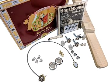Complete DIY 3-String Fretted Cigar Box Guitar Kit with Neck - includes Acoustic/Electric Pickup