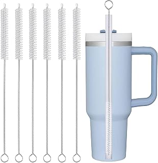 Stanley Straw Cleaner Brush,Extra Long 12 inch Stainless Steel Nylon Bristles Stanley Brush Cleaner for Cleaning 20-40 OZ Stanley Cup, Insulated Bottles, Water Bottles, Tumbler cups, Tube (6 Pcs)