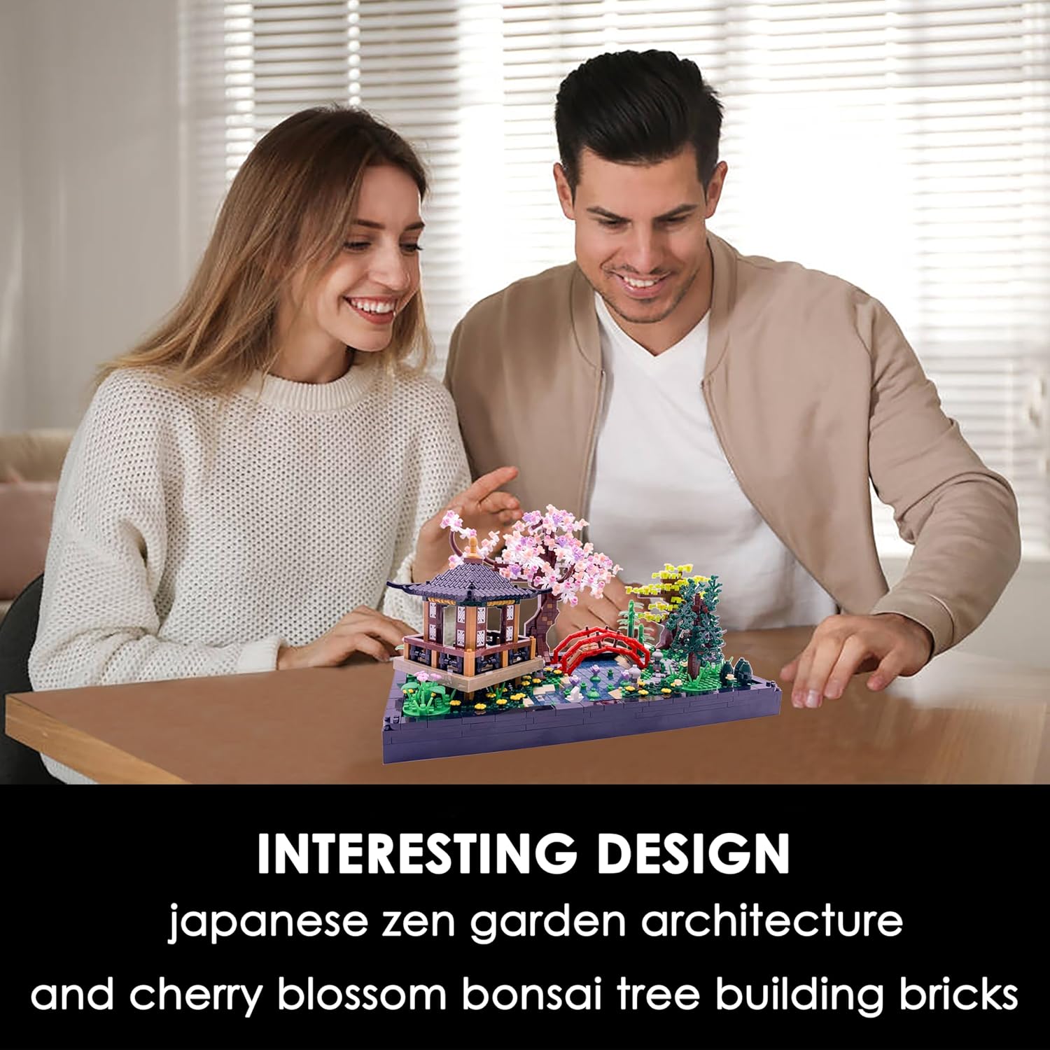 Micro Building Blocks Sets，Chinese Zen Garden Architecture and Cherry Blossom Bonsai Tree Building Toys for Adults，Japanese Sakura House Model，Creative Mini Bricks Gift for Kids 14+，2280 PCS - Image 4