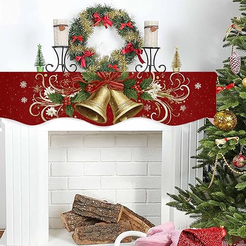 Miniatura 4 de NYZE Bufanda de mantel de Navidad de 70 x 17 pulgadas, para chimenea, bufanda, decoración para Navidad, chimenea, bufanda, estante, corredor,