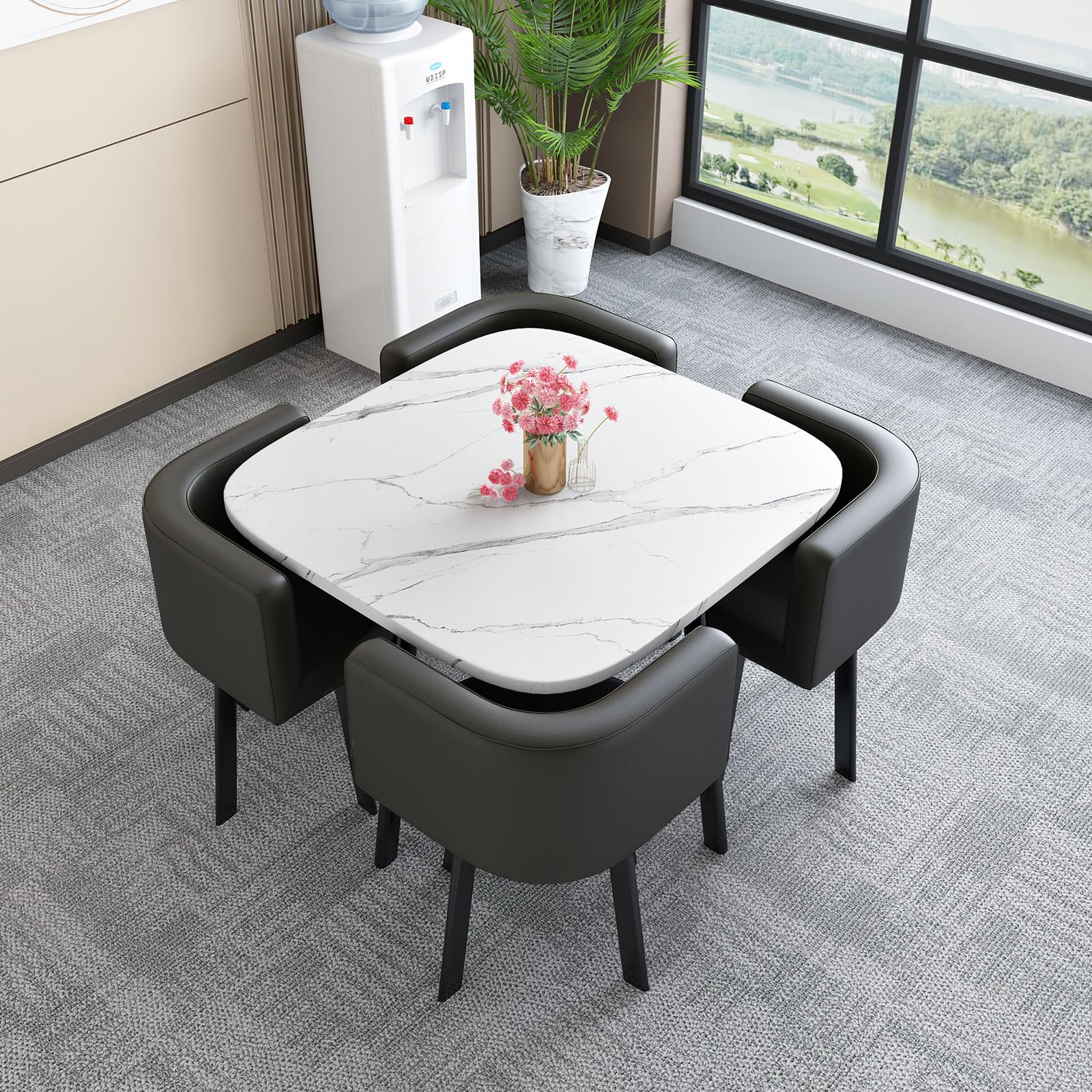 AYCDL Round Modern Dining Table Set for 4 35.4" x 29.5",#34-80 * 75cm/31.5 * 29.5in