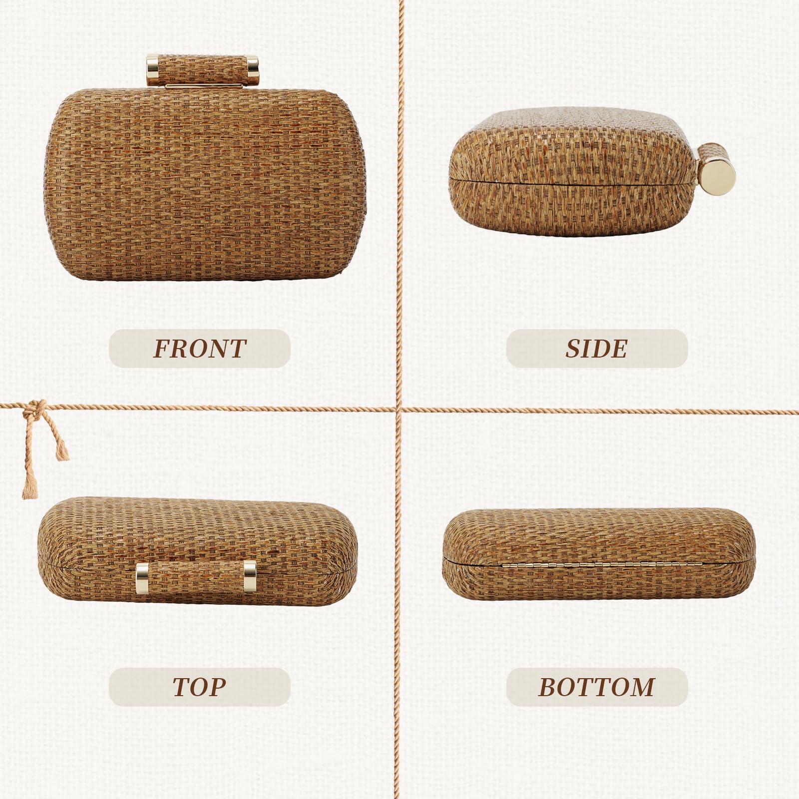 Lanpet Women’s Evening Handbags Elegant Straw Clutch Purse for Party Wedding Summer Beach Bag