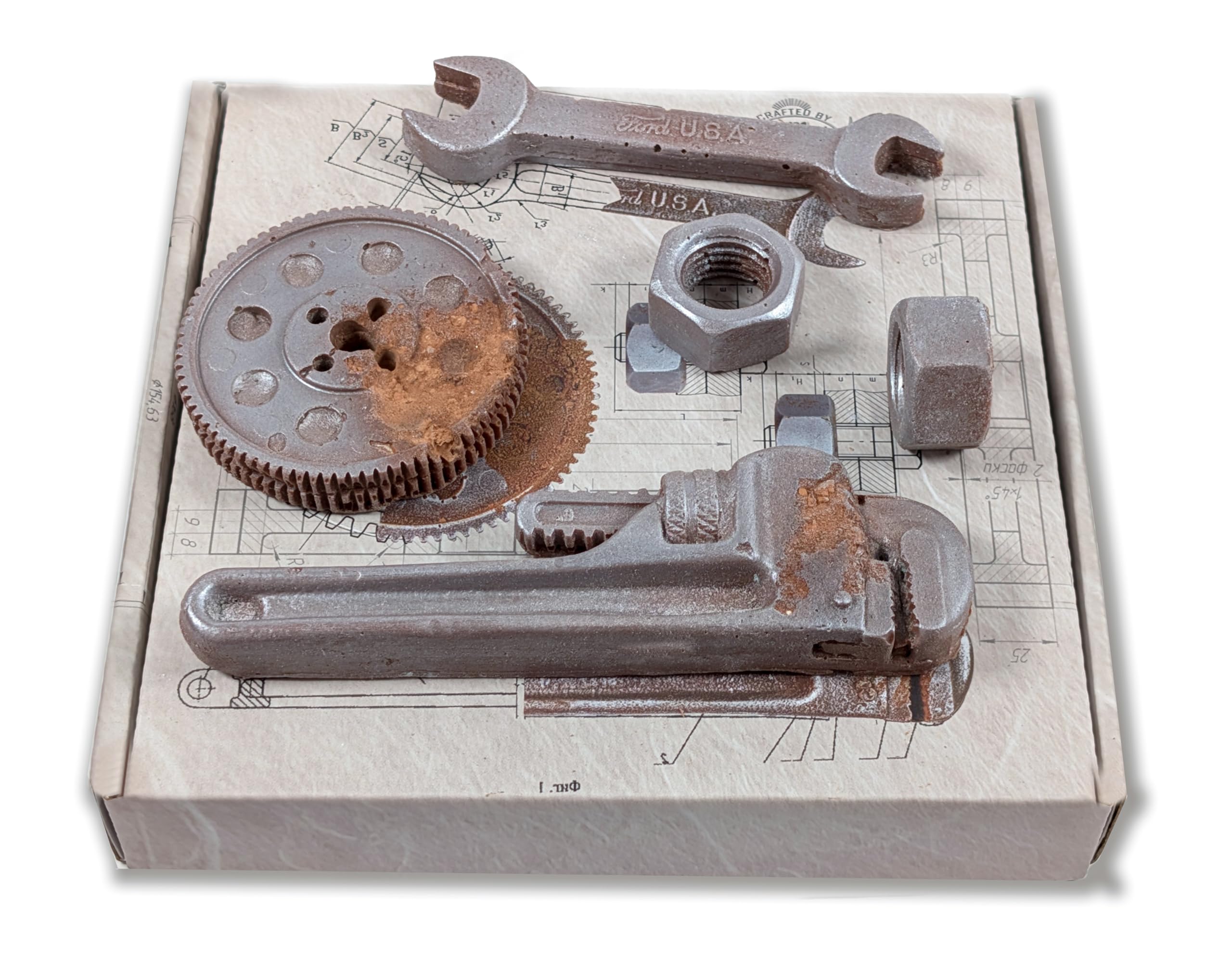 Chocolate Gift Box for Men with Life-Sized Milk Chocolate Tools, Birthday, Christmas Gift for Men, Sweet Present for Handyman, Mechanic or Car