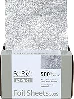 ForPro Expert Embossed Aluminum Foil Sheets 500ct - Hair Foils for Highlighting, Pop-Up Dispenser, Food Safe 5"x10.75"