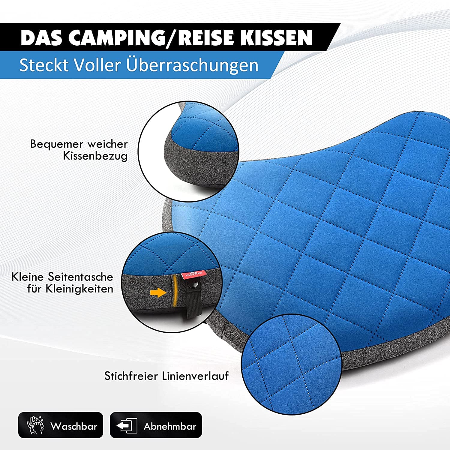 Coussin Gonflable HIKENTURE - Ultra Léger Pour Camping, Voyage Ou Bureau