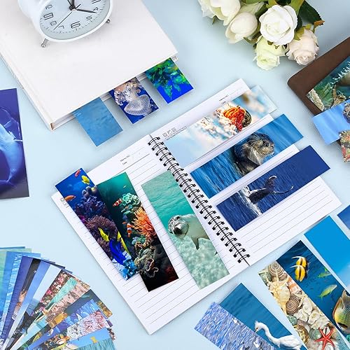 Miniatura 2 de 200 marcadores a granel de animales marinos para niños, 50 diseños de marcadores de libro para estudiantes, de doble cara, lindo marcador de libro